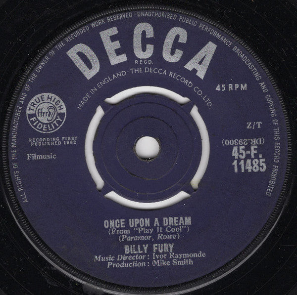 Billy Fury : Once Upon A Dream (7", Single)