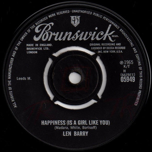 Len Barry : Like A Baby (7", Single)