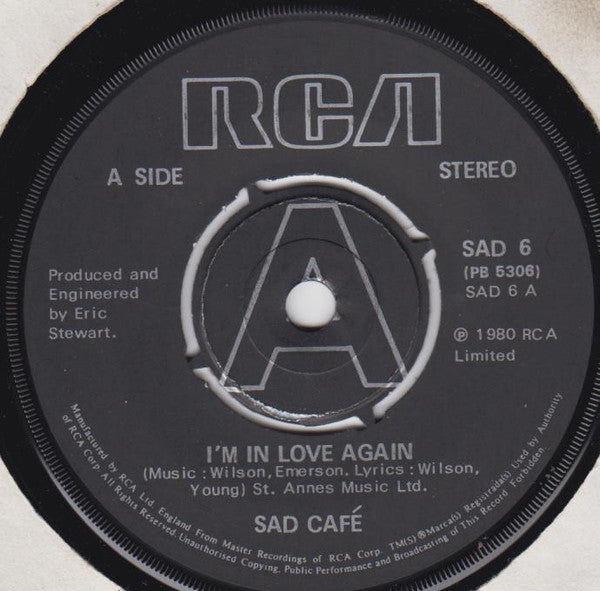 Sad Café : I'm In Love Again (7", Single)