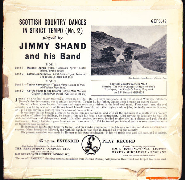 Jimmy Shand And His Band : Scottish Country Dances (No. 2) (7", EP, Mono)