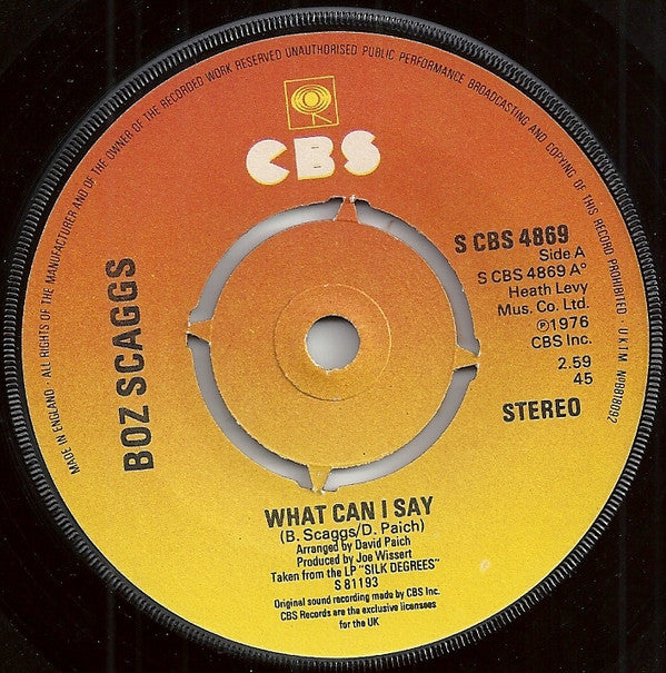 Boz Scaggs : What Can I Say (7", Single, Pus)
