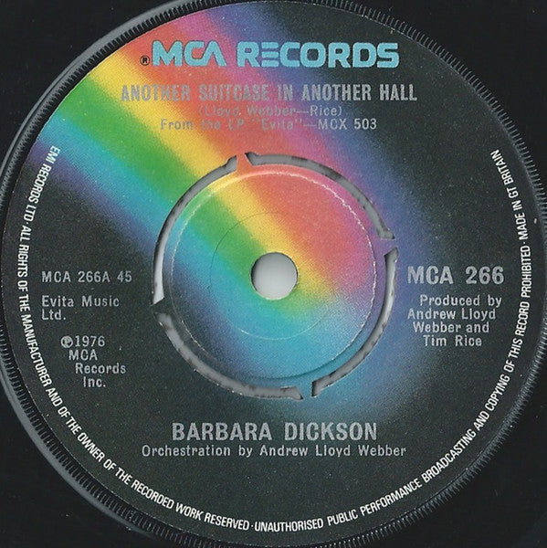 Barbara Dickson : Another Suitcase In Another Hall (7", Single, Com)