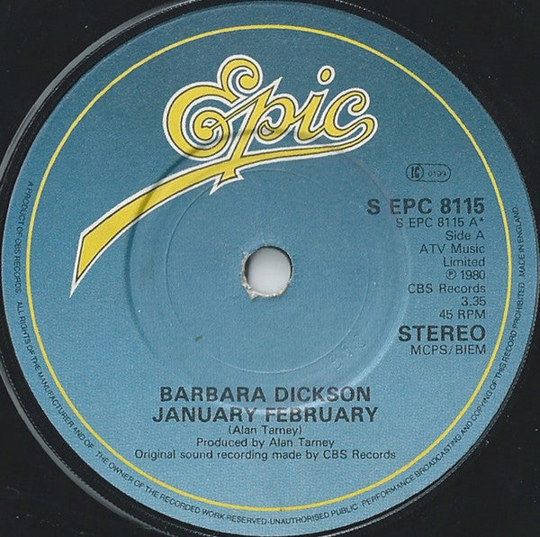 Barbara Dickson : January  February (7", Single)