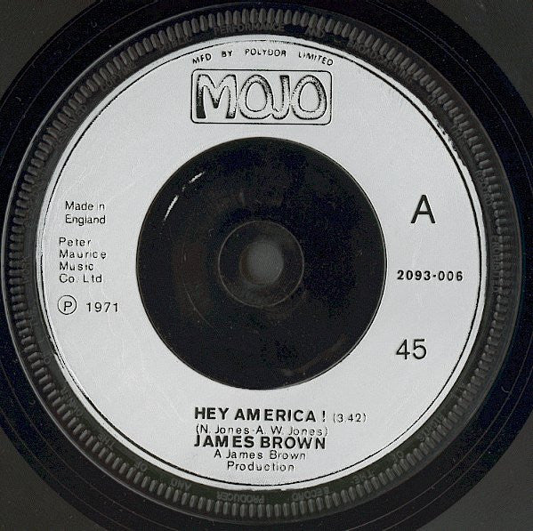James Brown : Hey America !  (7", Single, Inj)