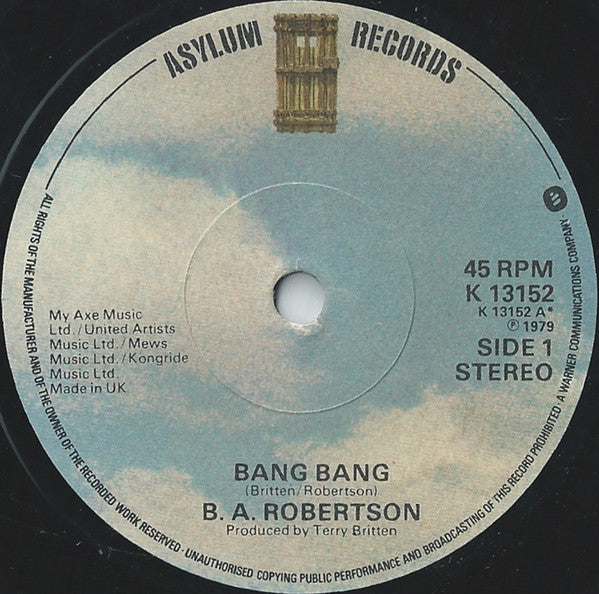 B. A. Robertson : Bang Bang (7", Single, Com)