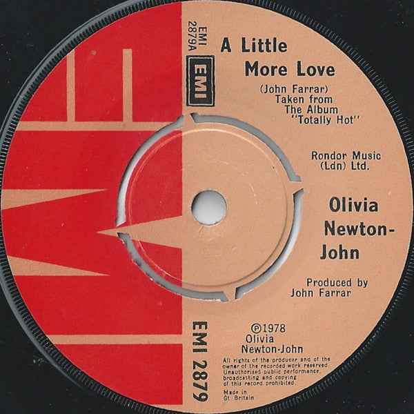 Olivia Newton-John : A Little More Love (7", Single, Com)