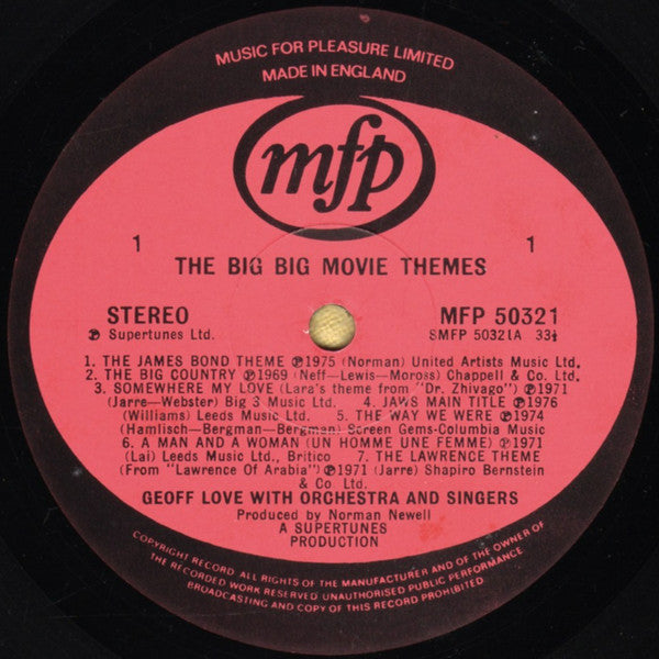 Geoff Love, His Orchestra & Singers : The Big Big Movie Themes (LP, Comp)