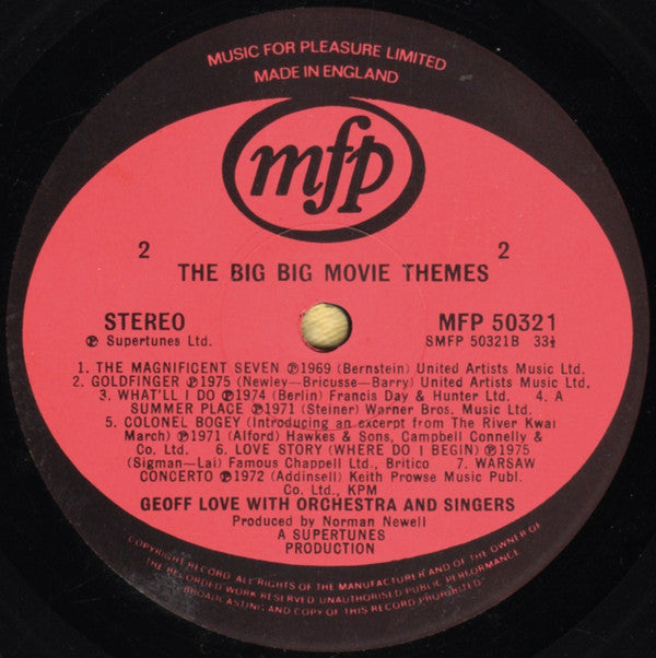 Geoff Love, His Orchestra & Singers : The Big Big Movie Themes (LP, Comp)