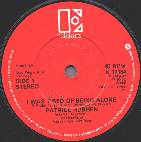 Patrice Rushen : I Was Tired Of Being Alone (7", Single)