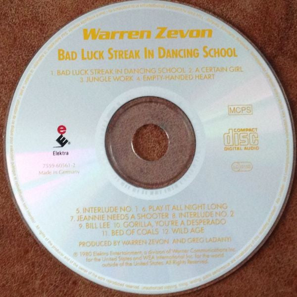 Warren Zevon : Bad Luck Streak In Dancing School (CD, Album, RE)