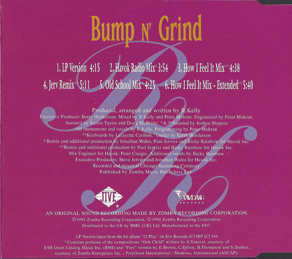 R. Kelly : Bump N' Grind (CD, Single)