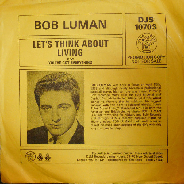 Bob Luman : Let's Think About Living / You've Got Everything (7", Single)