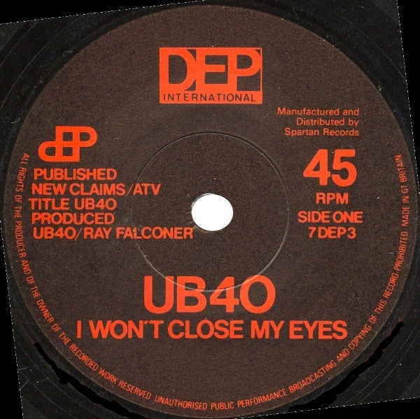 UB40 : I Won't Close My Eyes (7", Single)