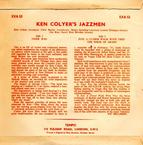 Ken Colyer's Jazzmen : Ken Colyer's Jazzmen (7", EP)