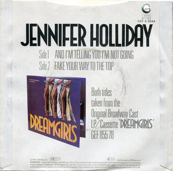 Jennifer Holliday : And I'm Telling You I'm Not Going (7", Single, Pap)