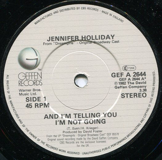 Jennifer Holliday : And I'm Telling You I'm Not Going (7", Single, Pap)