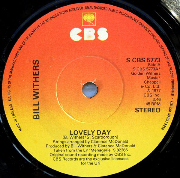 Bill Withers : Lovely Day (7", Pap)