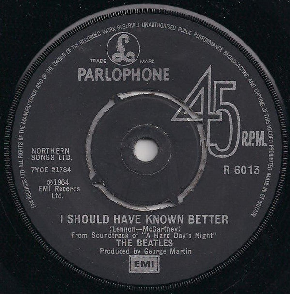 The Beatles : Yesterday c/w I Should Have Known Better (7", Single, Bla)
