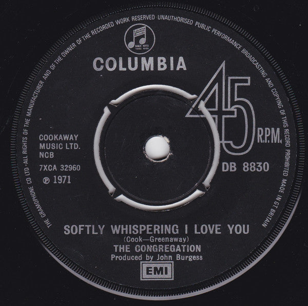 The Congregation* : Softly Whispering I Love You (7", Single, Pus)