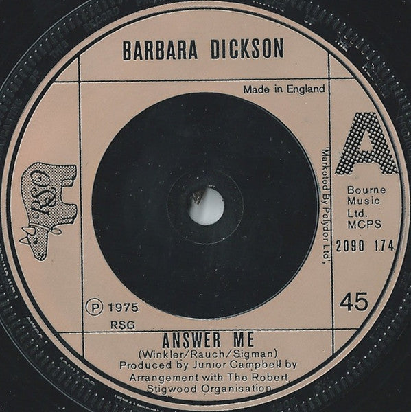 Barbara Dickson : Answer Me (7", Single, Com)