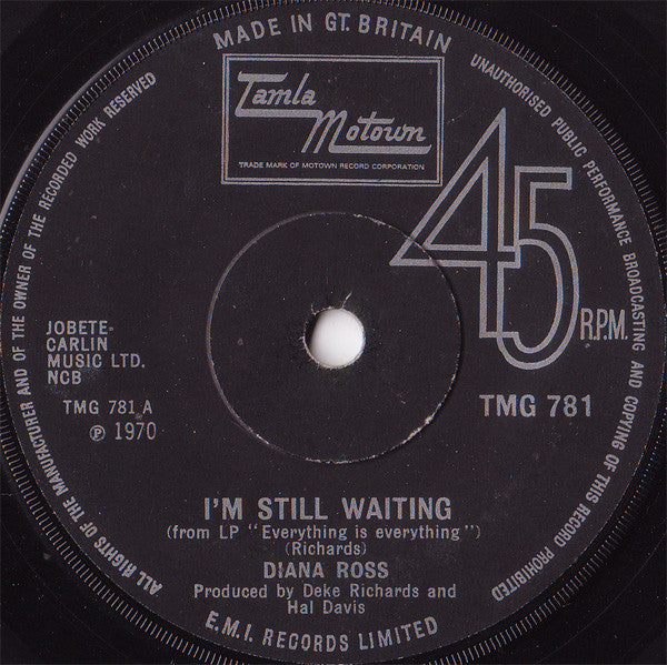 Diana Ross : I'm Still Waiting (7", Single, Sol)