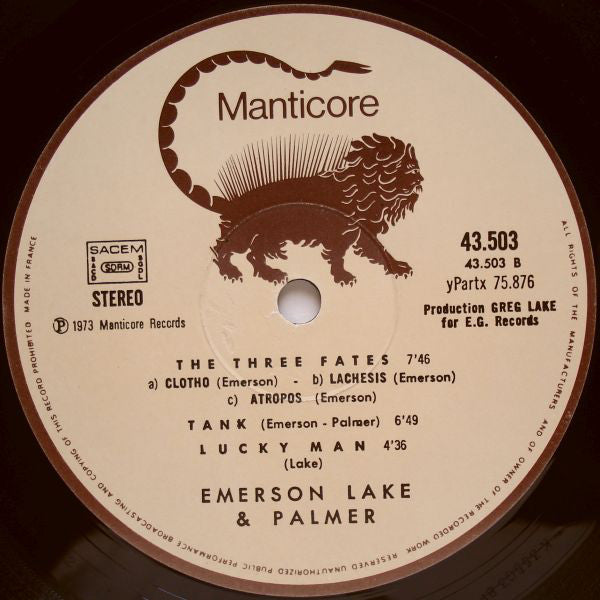 Emerson, Lake & Palmer : Emerson Lake & Palmer (LP, Album, RE)