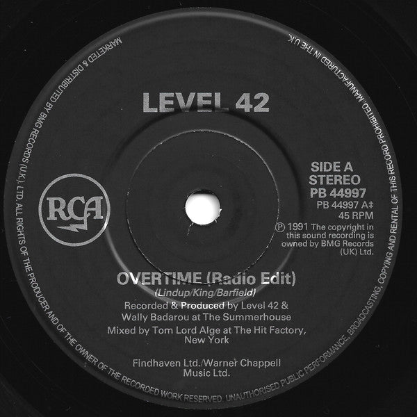 Level 42 : Overtime (7", Single)
