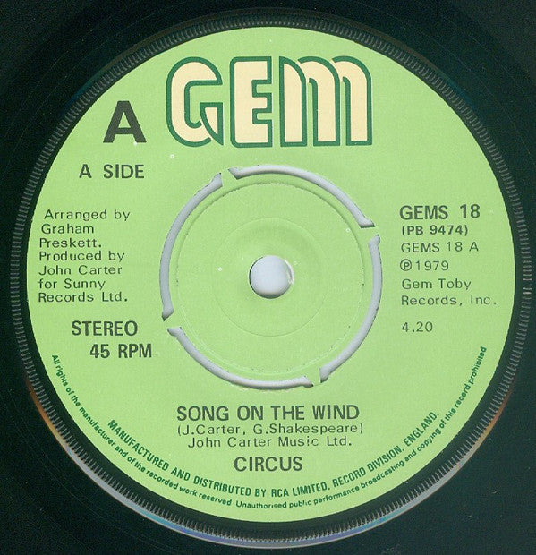 Circus (42) : Song On The Wind (7")