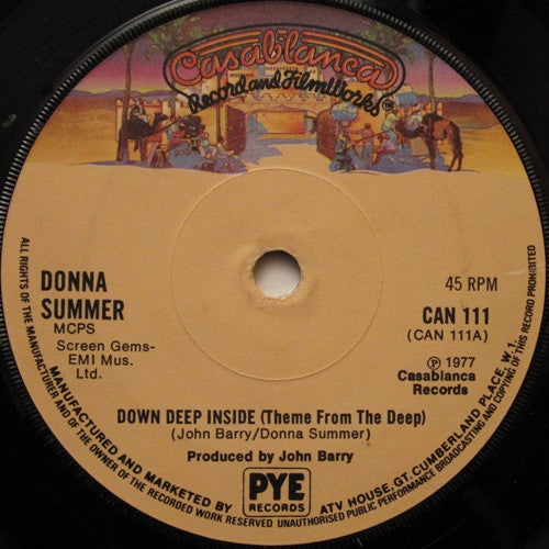 Donna Summer / John Barry : Down Deep Inside (Theme From The Deep) (7", Single, Sol)
