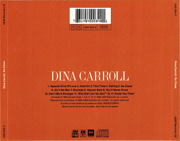 Dina Carroll : So Close (CD, Album)