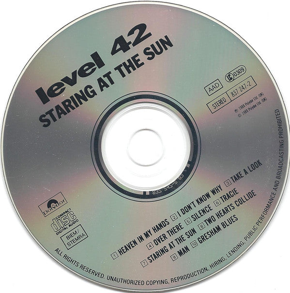 Level 42 : Staring At The Sun (CD, Album)