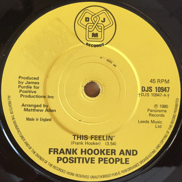 Frank Hooker & Positive People : This Feelin' (7", Single)