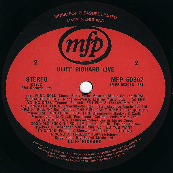 Cliff Richard : Live! (LP, Album, RE)