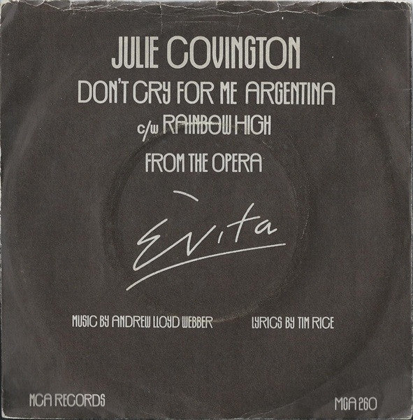 Julie Covington : Don't Cry For Me Argentina (7", Single, Pic)