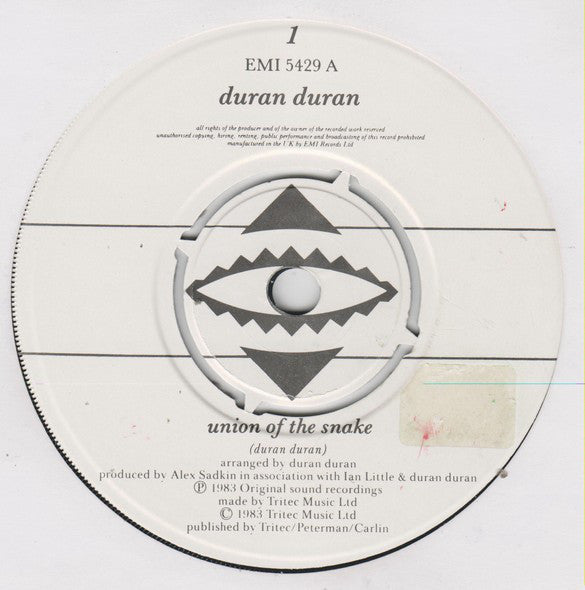 Duran Duran : Union Of The Snake (7", Single, Pap)