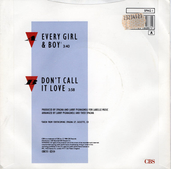 Ivana Spagna : Every Girl & Boy (7", Single)