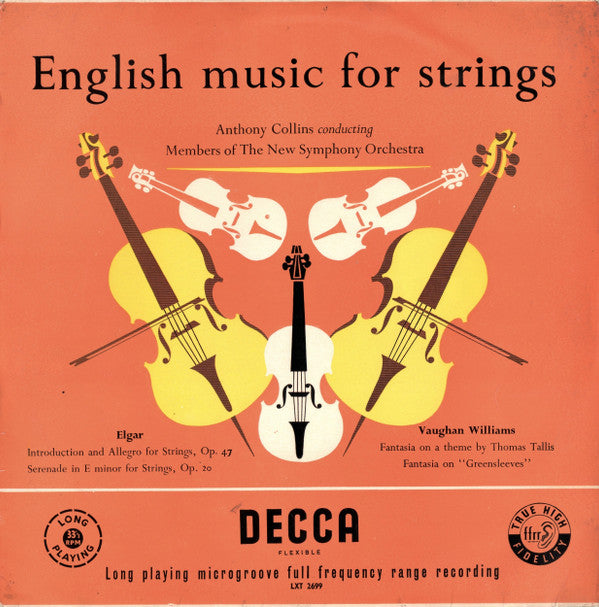 Sir Edward Elgar, Ralph Vaughan Williams - Anthony Collins (2) Conducting The New Symphony Orchestra Of London : English Music For Strings (LP, Mono, RP)
