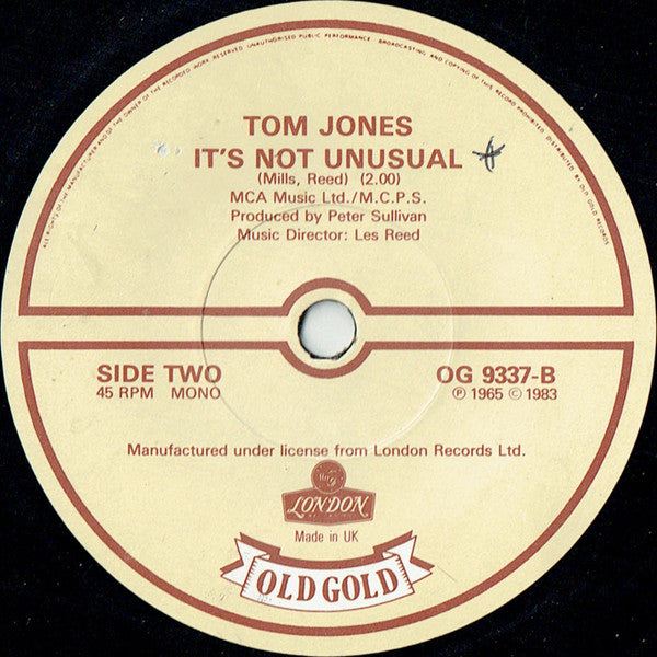 Tom Jones : Green Green Grass Of Home / It's Not Unusual (7", Mono)