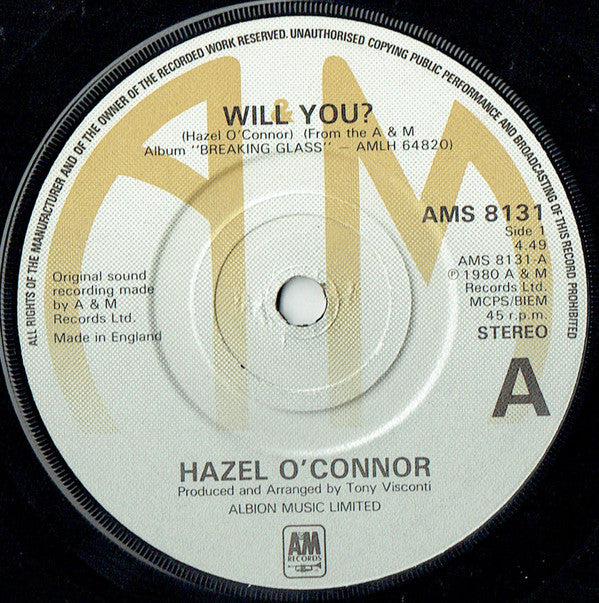 Hazel O'Connor : Will You? (7", Single, Com)