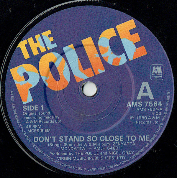 The Police : Don't Stand So Close To Me (7", Single, Sol)