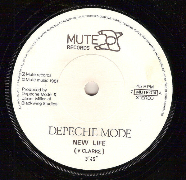 Depeche Mode : New Life (7", Single)
