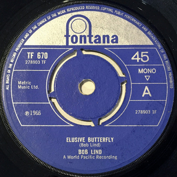 Bob Lind : Elusive Butterfly (7", Single, Mono, 4 P)