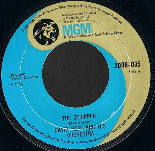 David Rose & His Orchestra : The Stripper (7", Single, RE)