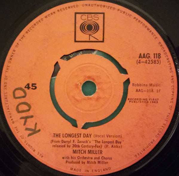 Mitch Miller And His Orchestra And Chorus : The Longest Day (7", Single)