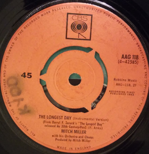 Mitch Miller And His Orchestra And Chorus : The Longest Day (7", Single)