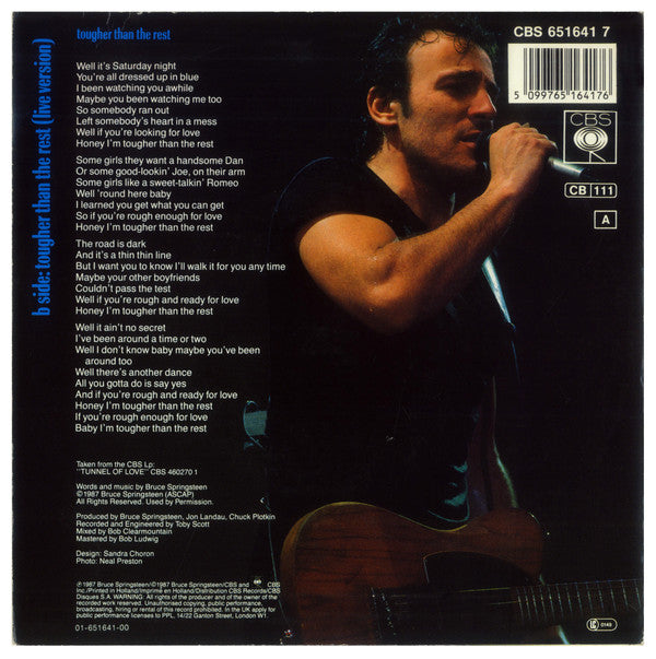 Bruce Springsteen : Tougher Than The Rest (7", Single, Sol)