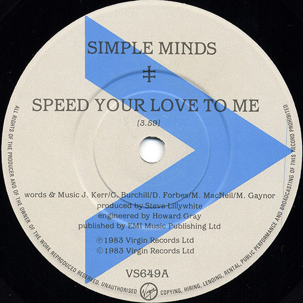 Simple Minds : Speed Your Love To Me (7", Single, Mat)