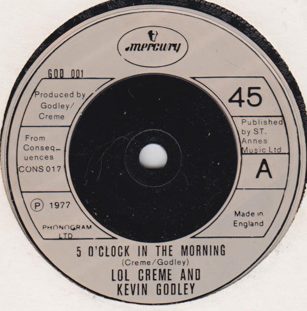 Godley & Creme : 5 O'Clock In The Morning (7", Single)