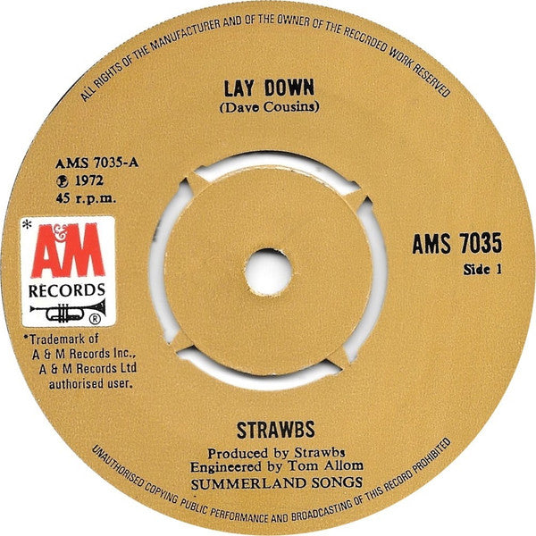 Strawbs : Lay Down (7", Single, Pus)