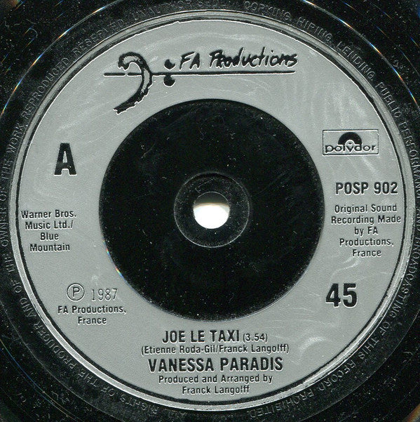 Vanessa Paradis : Joe Le Taxi (7", Single, Gen)